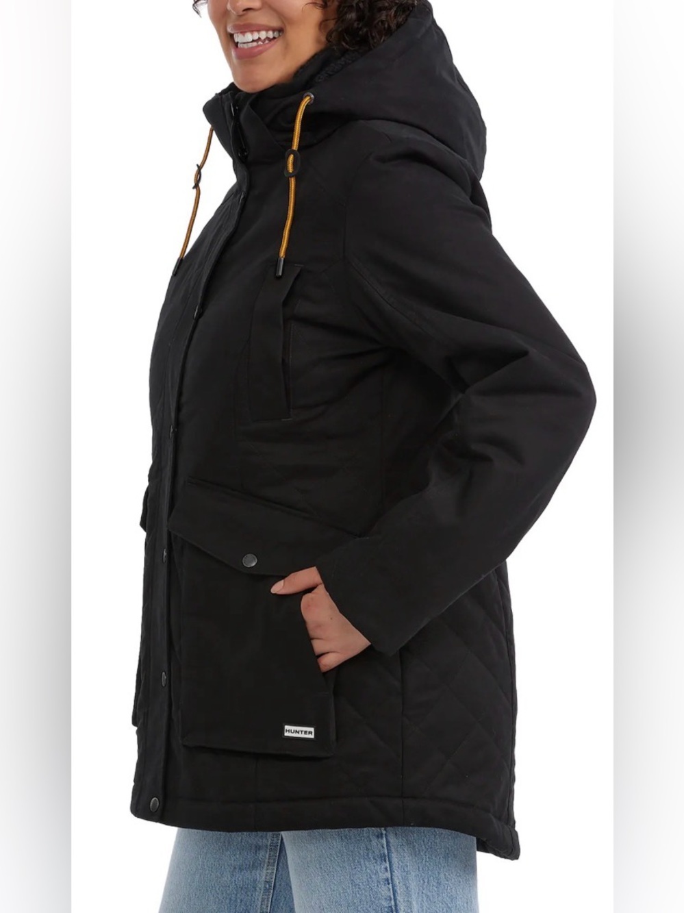 Hunter Black Quilted Field Jacket Size Small